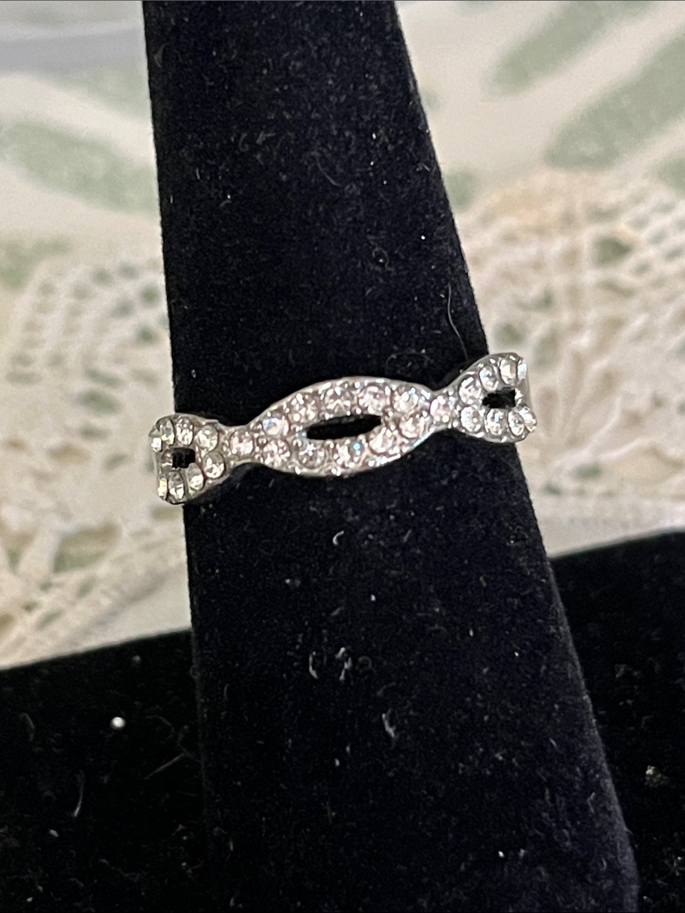 Sparkling Silver Crystal Infinity Band Ring - Size 8